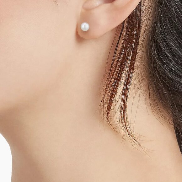 Mikimoto 18K Yellow Gold & 5MM White Cultured Pearl Stud Earrings - Picture 4 of 6